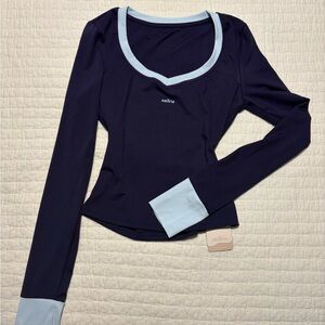 Aralina Navy Long Sleeve workout top